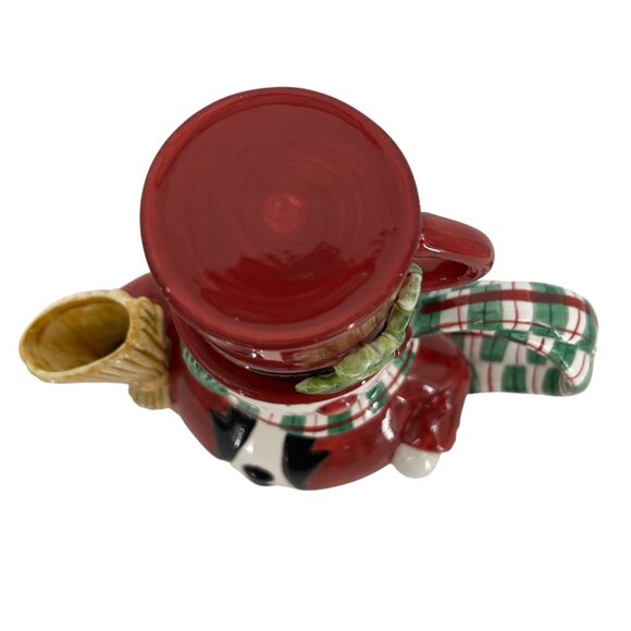 Fitz And Floyd Snack Therapy Snowman Teapot Cup Set Vintage Red Black with Box - Picture 2 of 14